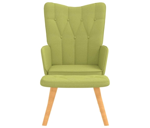 Silla de relajación con taburete de tela verde