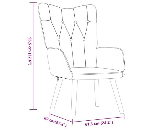 Silla de relajación con taburete de tela verde