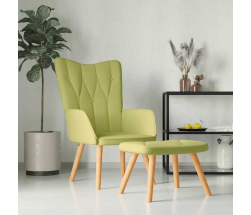 Silla de relajación con taburete de tela verde