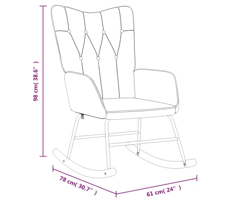 Silla mecedora de tela gris oscuro