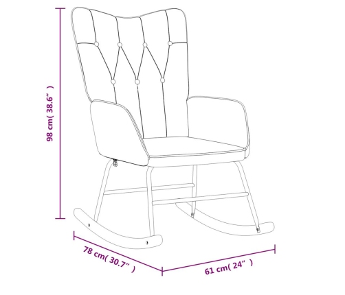 Silla mecedora con reposapiés tela gris oscuro