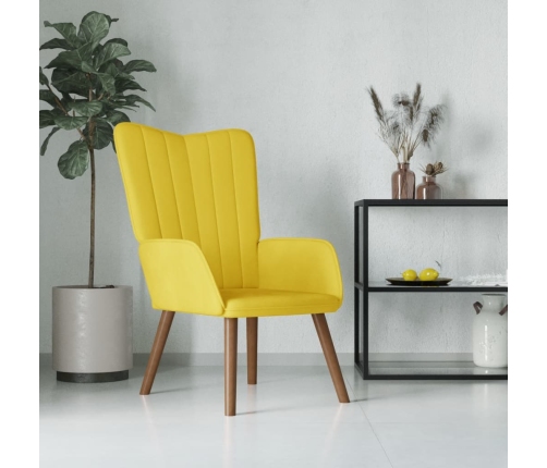 Sillón de relax de terciopelo amarillo mostaza