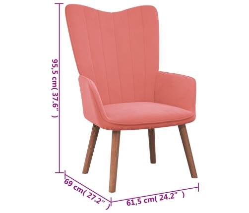 Sillón de relax con taburete terciopelo rosa