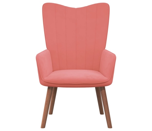 Sillón de relax con taburete terciopelo rosa