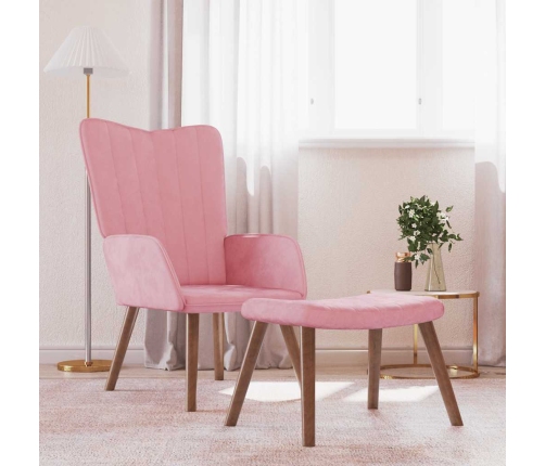 Sillón de relax con taburete terciopelo rosa