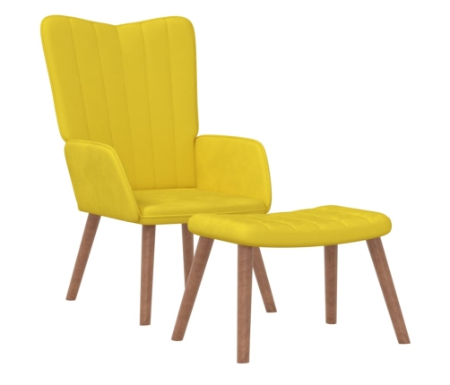 Sillón de relax con taburete terciopelo amarillo mostaza