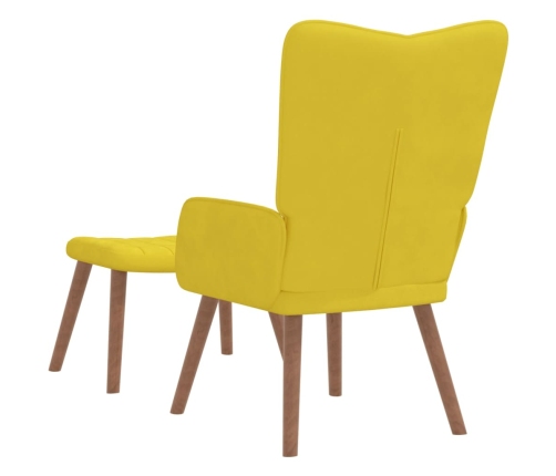 Sillón de relax con taburete terciopelo amarillo mostaza