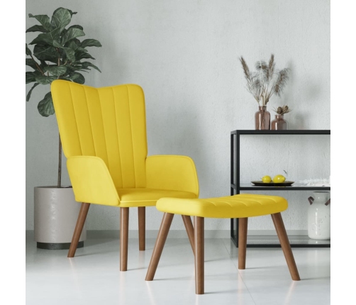 Sillón de relax con taburete terciopelo amarillo mostaza