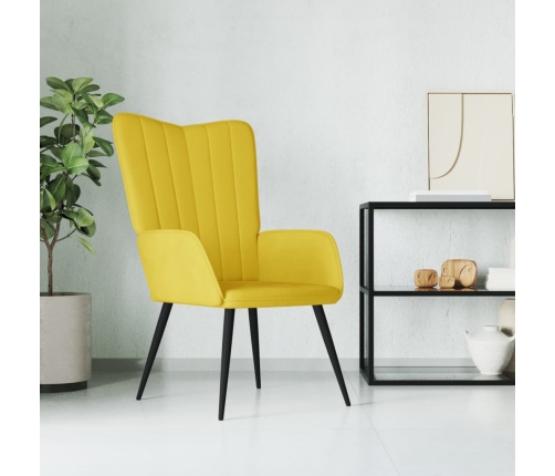 Sillón de relax de terciopelo amarillo mostaza