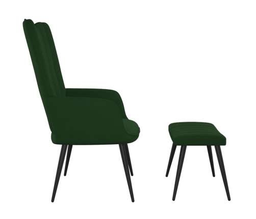 Sillón de relax con taburete terciopelo verde oscuro