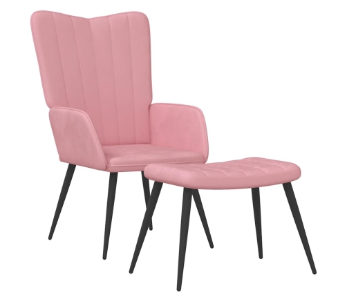 Sillón de relax con taburete terciopelo rosa