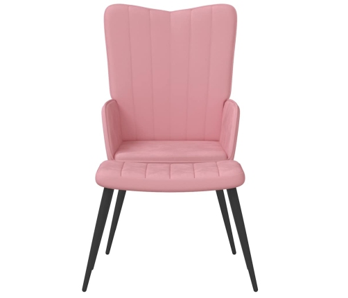 Sillón de relax con taburete terciopelo rosa