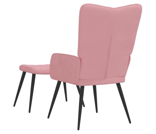 Sillón de relax con taburete terciopelo rosa