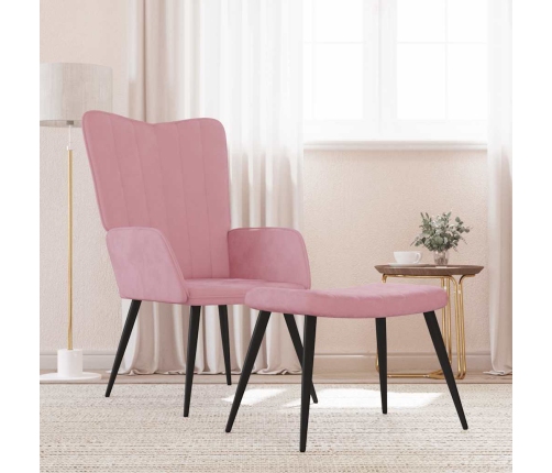 Sillón de relax con taburete terciopelo rosa