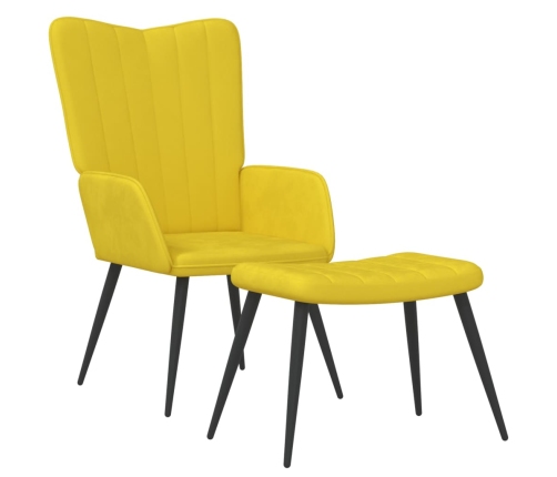 Sillón de relax con taburete terciopelo amarillo mostaza