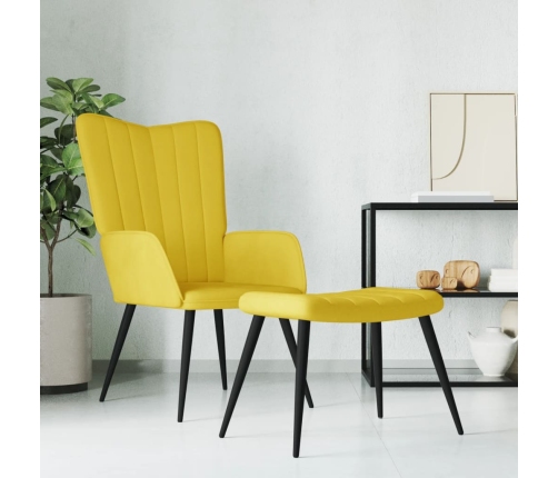 Sillón de relax con taburete terciopelo amarillo mostaza