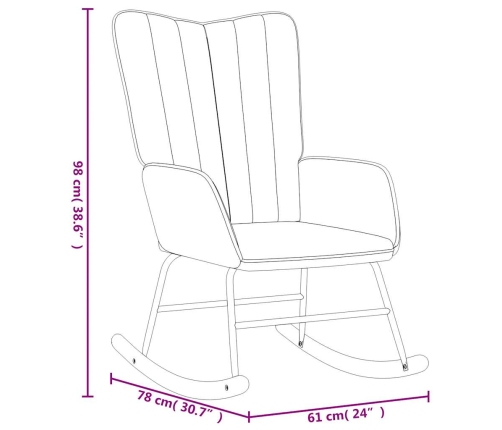 Silla mecedora de terciopelo gris claro