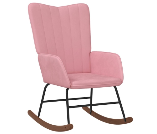 Silla mecedora de terciopelo rosa