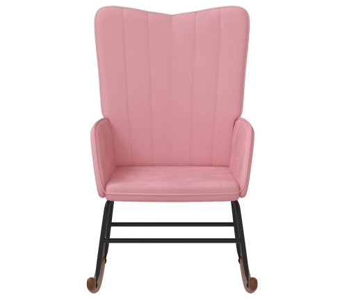 Silla mecedora de terciopelo rosa