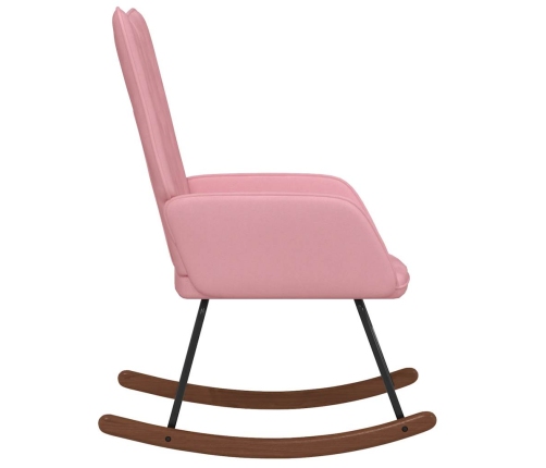 Silla mecedora de terciopelo rosa