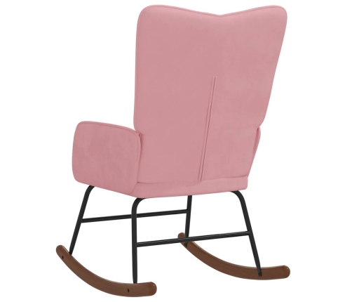 Silla mecedora de terciopelo rosa