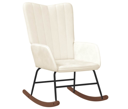 Silla mecedora de terciopelo blanco crema