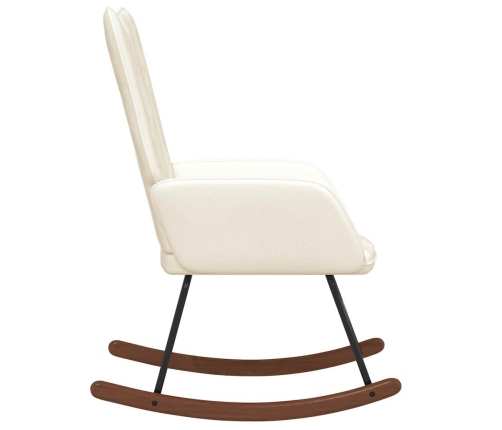 Silla mecedora de terciopelo blanco crema