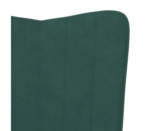 Silla mecedora con reposapiés terciopelo verde oscuro