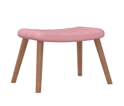 Silla mecedora con reposapiés terciopelo rosa