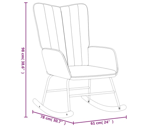 Silla mecedora con reposapiés terciopelo rosa