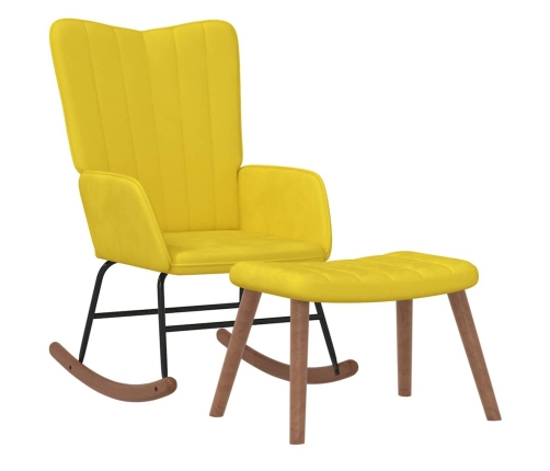 Silla mecedora con reposapiés tela amarillo mostaza