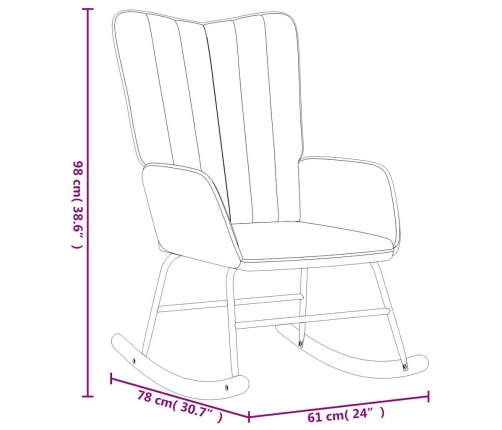 Silla mecedora con reposapiés terciopelo marrón