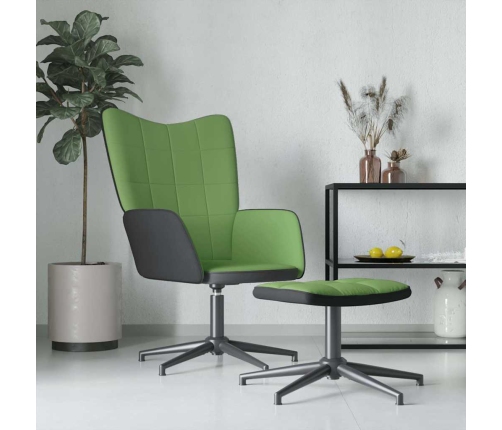 Sillón de relax con reposapiés terciopelo y PVC verde claro