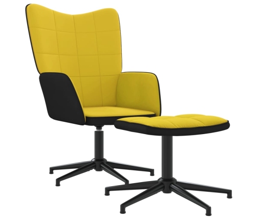 Sillón de relax con reposapiés terciopelo PVC amarillo mostaza