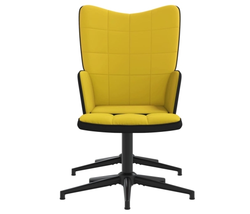 Sillón de relax con reposapiés terciopelo PVC amarillo mostaza