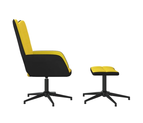 Sillón de relax con reposapiés terciopelo PVC amarillo mostaza