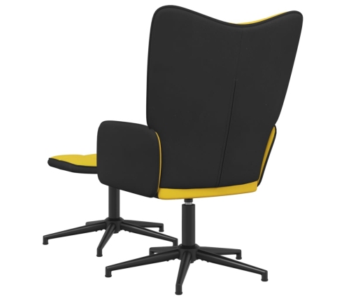 Sillón de relax con reposapiés terciopelo PVC amarillo mostaza