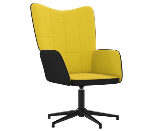 Sillón de relax con reposapiés terciopelo PVC amarillo mostaza