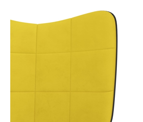 Sillón de relax con reposapiés terciopelo PVC amarillo mostaza