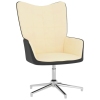 Silla de relax terciopelo y PVC blanco crema