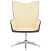 Silla de relax terciopelo y PVC blanco crema