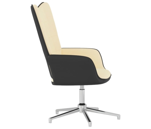 Silla de relax terciopelo y PVC blanco crema