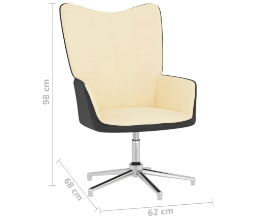 Silla de relax terciopelo y PVC blanco crema