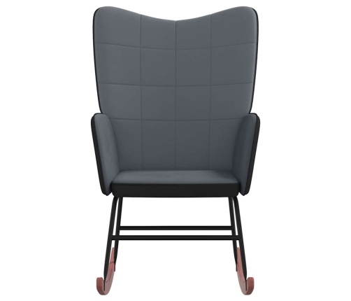 Silla mecedora de terciopelo y PVC gris oscuro