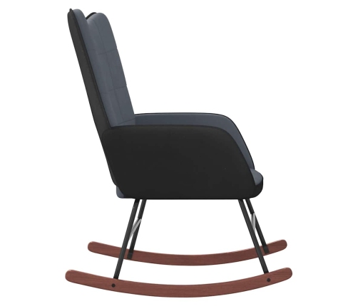 Silla mecedora de terciopelo y PVC gris oscuro