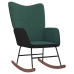 Silla mecedora de terciopelo verde oscuro y PVC