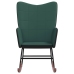 Silla mecedora de terciopelo verde oscuro y PVC