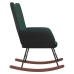 Silla mecedora de terciopelo verde oscuro y PVC