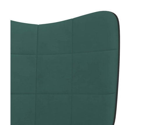 Silla mecedora de terciopelo verde oscuro y PVC