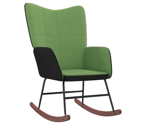 Silla mecedora de terciopelo y PVC verde claro